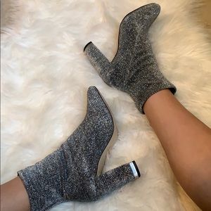 Michael Kors Mandy Bootie Silver glitter stretch